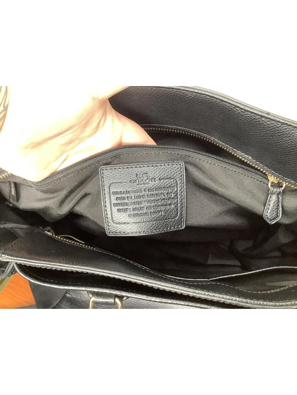 < Coach Black Leather Large Diaper Tote Bag > - Picture 10 of 13